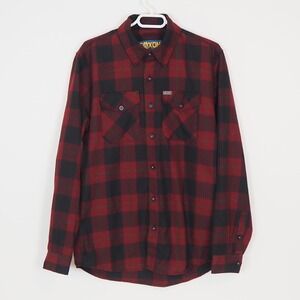DIXXON Flannel Shirt Mens Medium TKO Special Edition Red Black Button Plaid